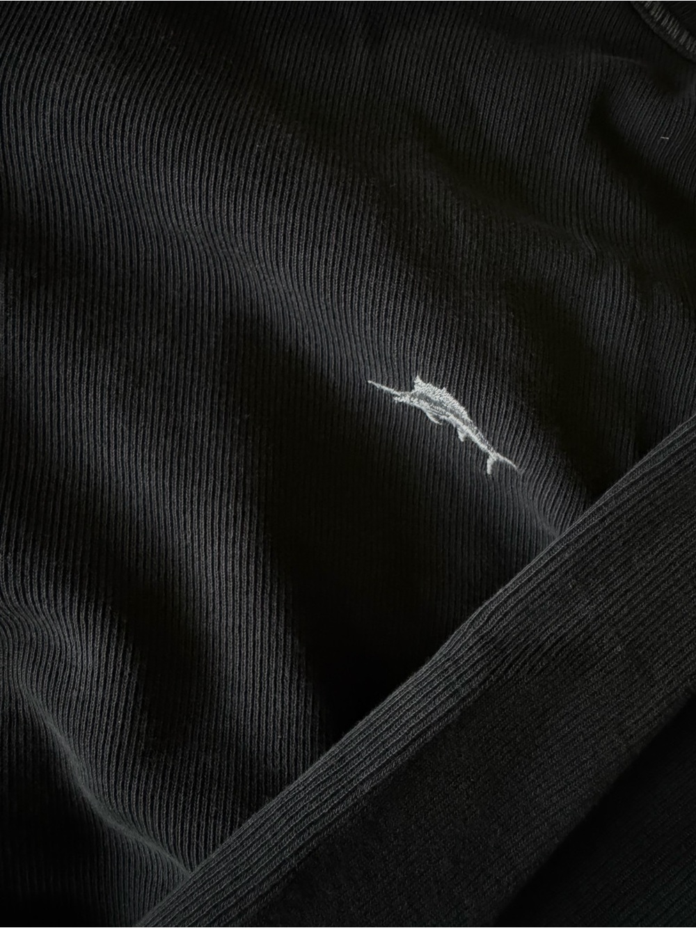 Tommy Bahama Men’s Black Quarter-Zip Sweater with Small Embroidered Marlin - Picture 2 of 3